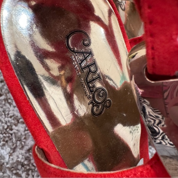 Carlos Santana Red Platform Sandals with Chunky Cork Heel size 11 - Picture 3 of 8